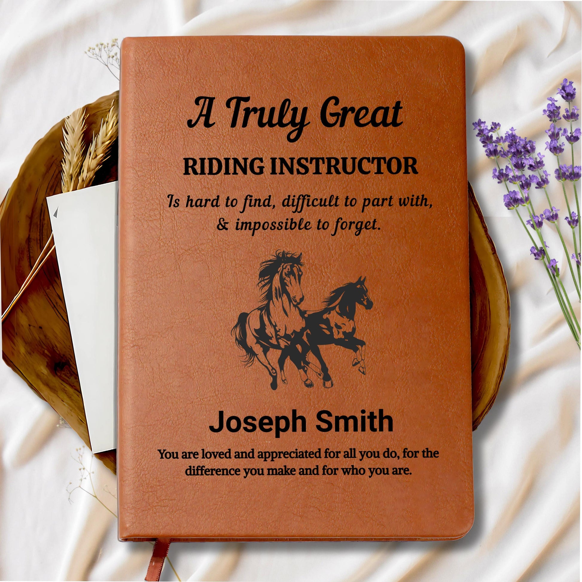 Riding Instructor Personalized Leather Journal – Equestrian Coach Gift – view 9