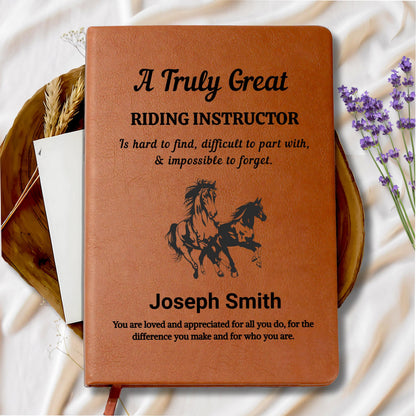 Riding Instructor Personalized Leather Journal – Equestrian Coach Gift – view 9