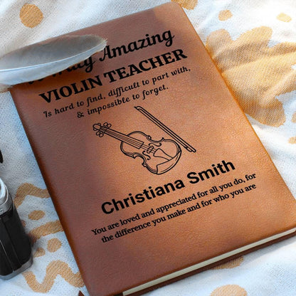 Violin Teacher Personalized Leather Journal – Appreciation – view 7