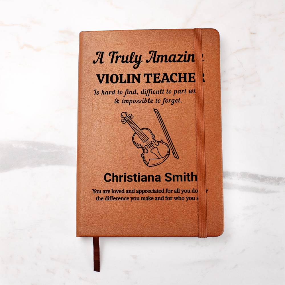 Violin Teacher Personalized Leather Journal – Appreciation – view 5