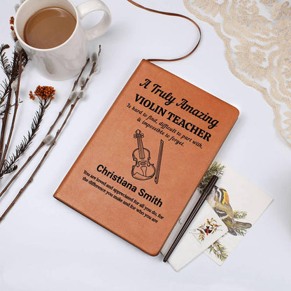 Violin Teacher Personalized Leather Journal – Appreciation – view 9