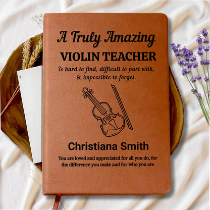 Violin Teacher Personalized Leather Journal – Appreciation – view 8