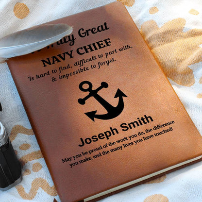 Navy Chief Personalized Leather Journal – view 8