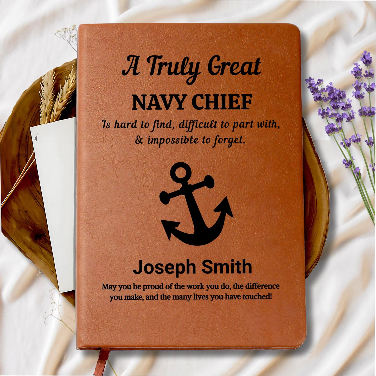 Navy Chief Personalized Leather Journal – view 9