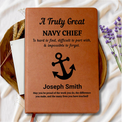 Navy Chief Personalized Leather Journal – view 9