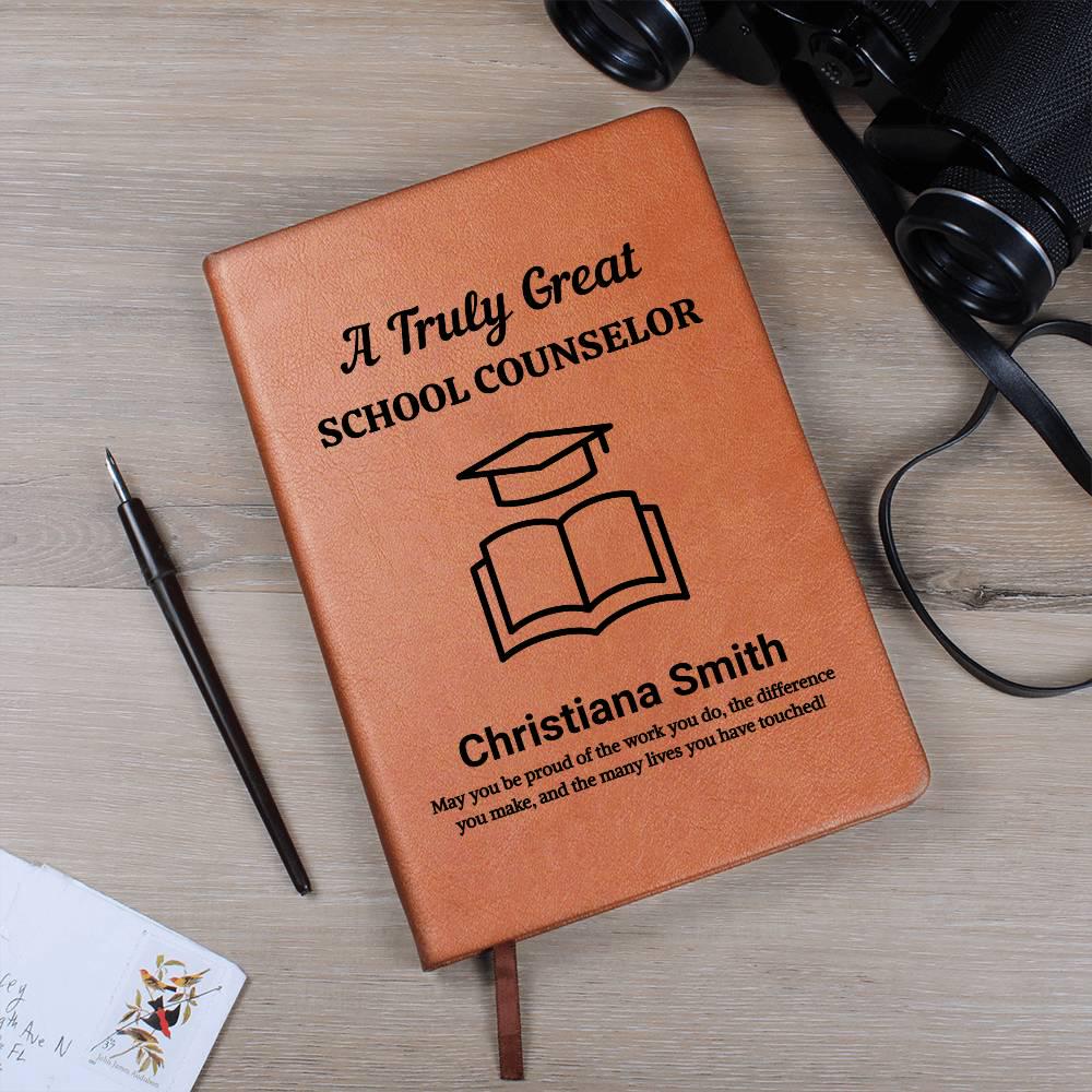 School Counselor Personalized Leather Journal – Appreciation Gift – view 2