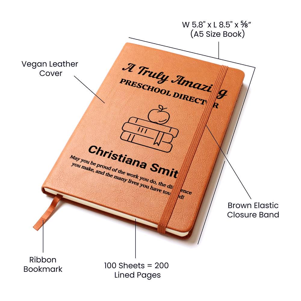 Preschool Director Personalized Leather Journal– Director Appreciation – view 3