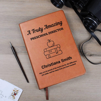 Preschool Director Personalized Leather Journal– Director Appreciation – view 2