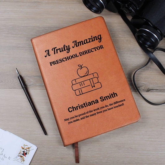 Preschool Director Personalized Leather Journal– Director Appreciation – view 2