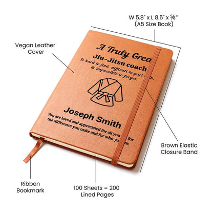 Jiu Jitsu Coach Personalized Leather Journal – Martial Arts Gift – view 3