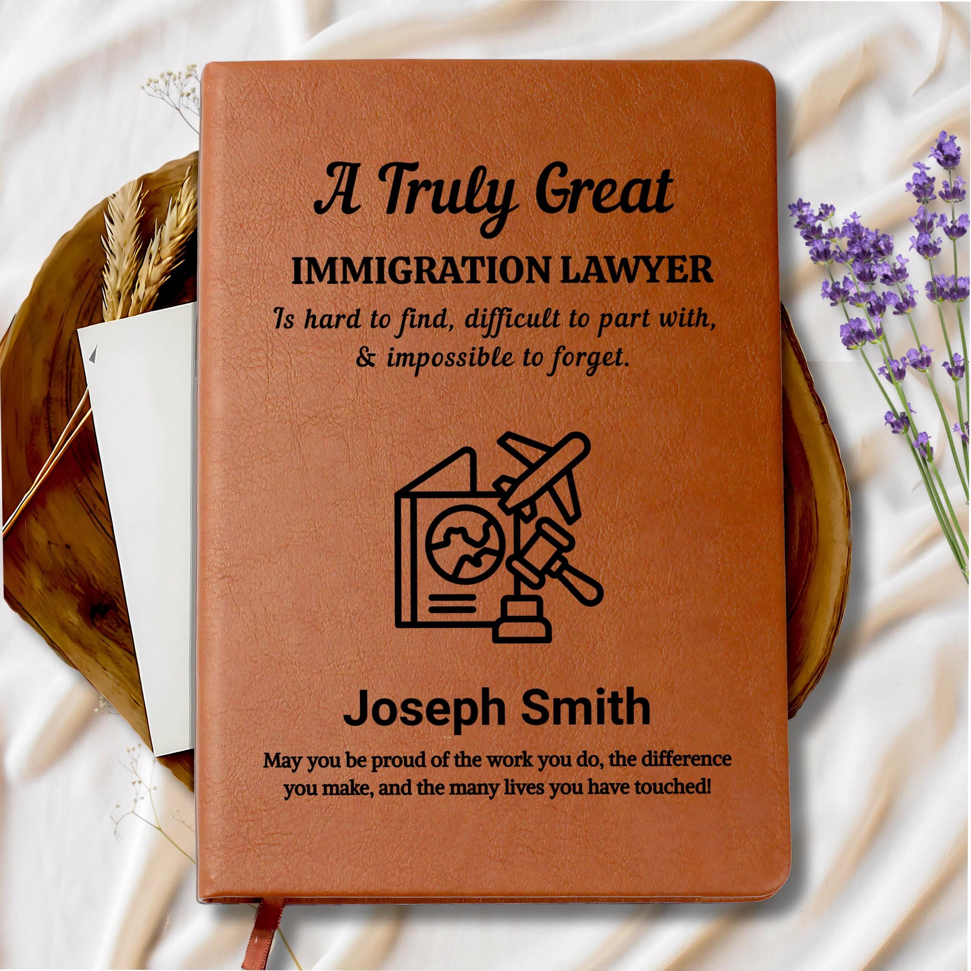 Immigration Lawyer Gift Personalized Leather Journal – view 8