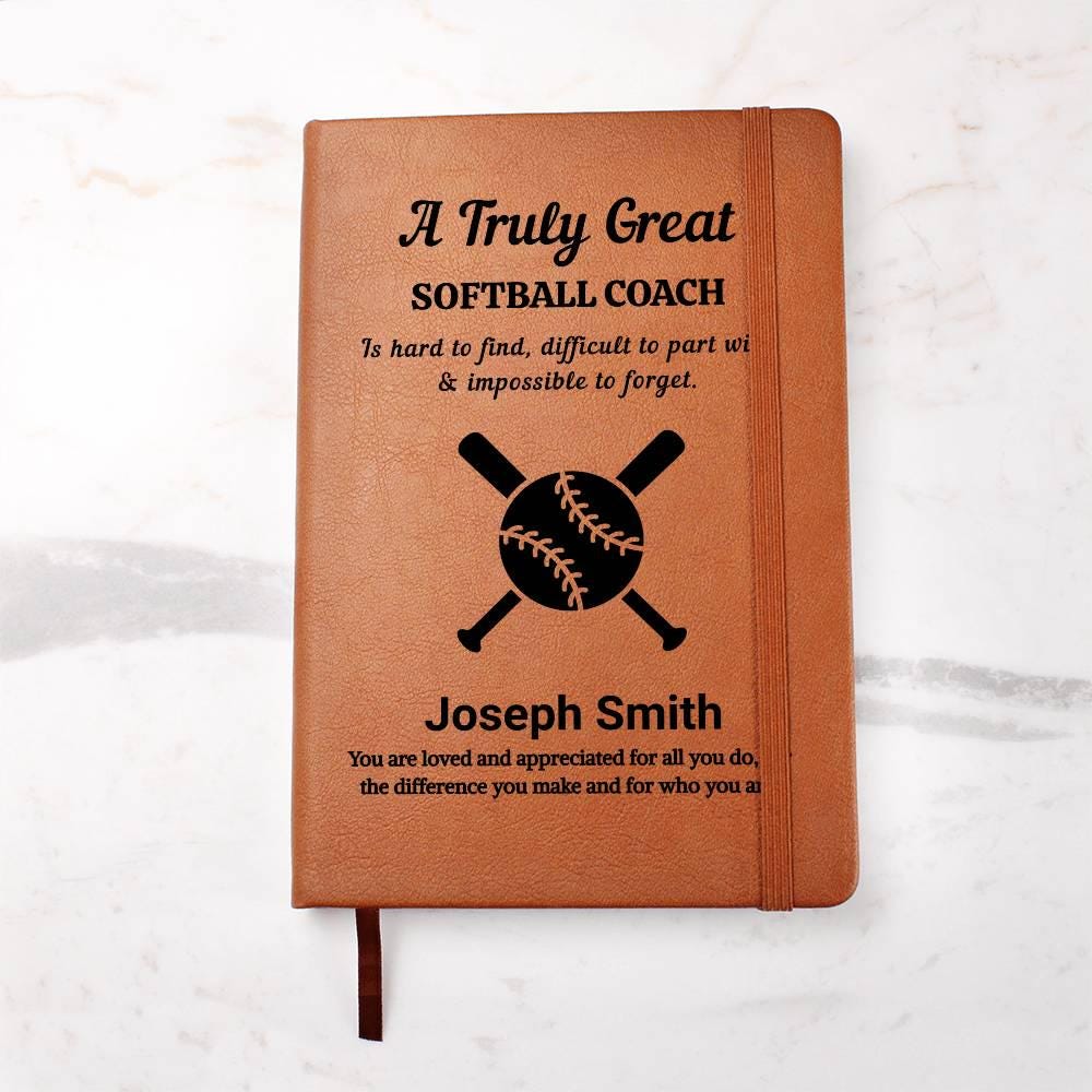Softball Coach Gift Personalized Leather Journal – view 8