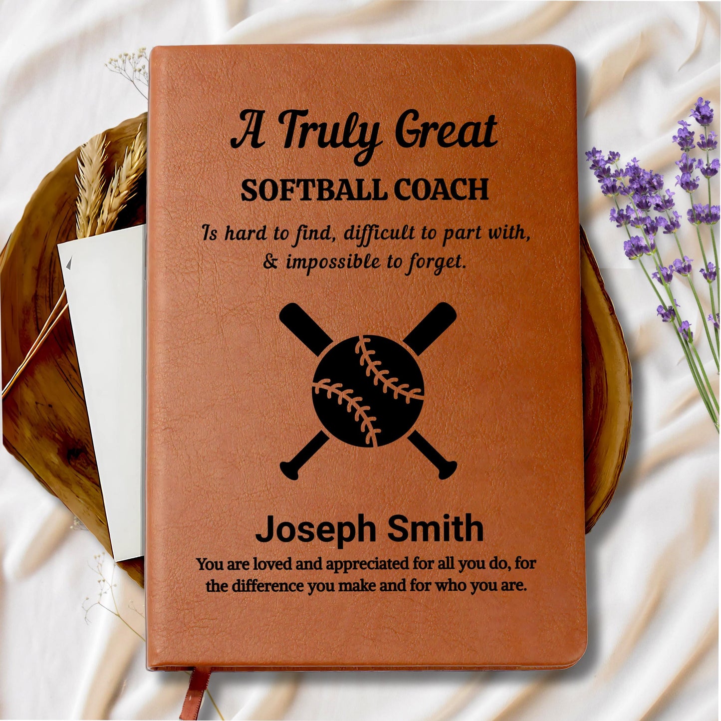 Softball Coach Gift Personalized Leather Journal – view 9