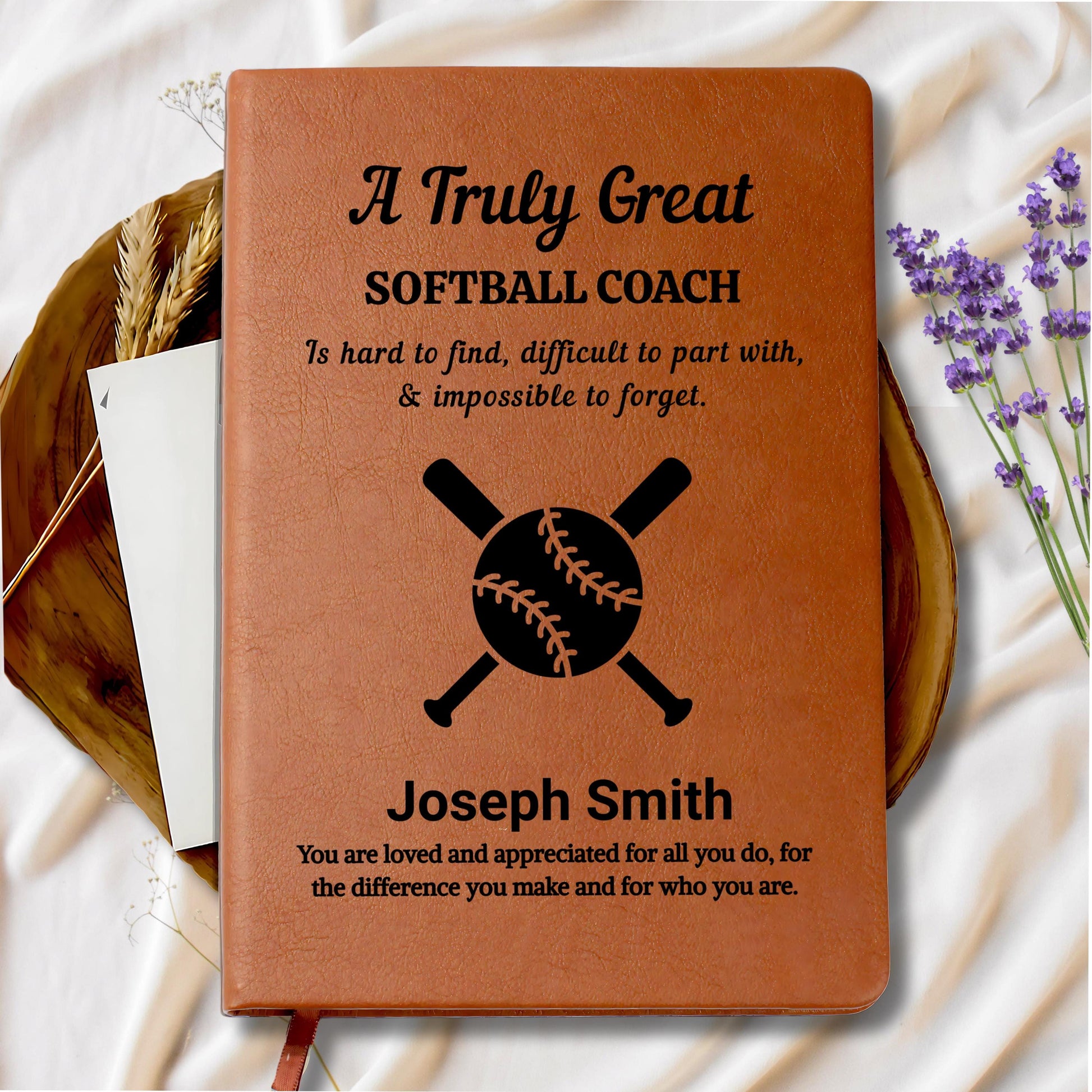 Softball Coach Gift Personalized Leather Journal – view 9