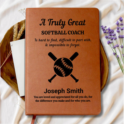 Softball Coach Gift Personalized Leather Journal – view 9