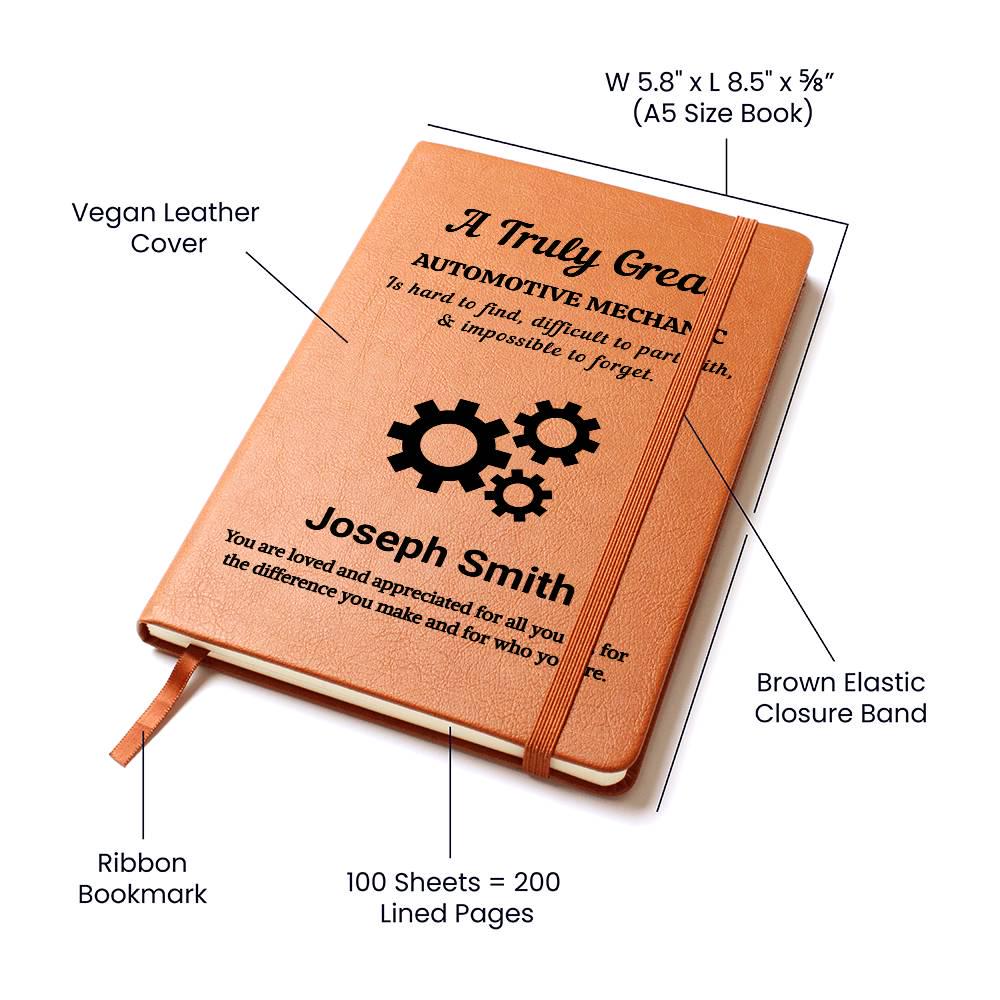 Automotive Mechanic Gift Personalized Leather Journal – view 3