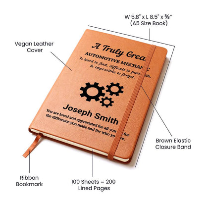 Automotive Mechanic Gift Personalized Leather Journal – view 3