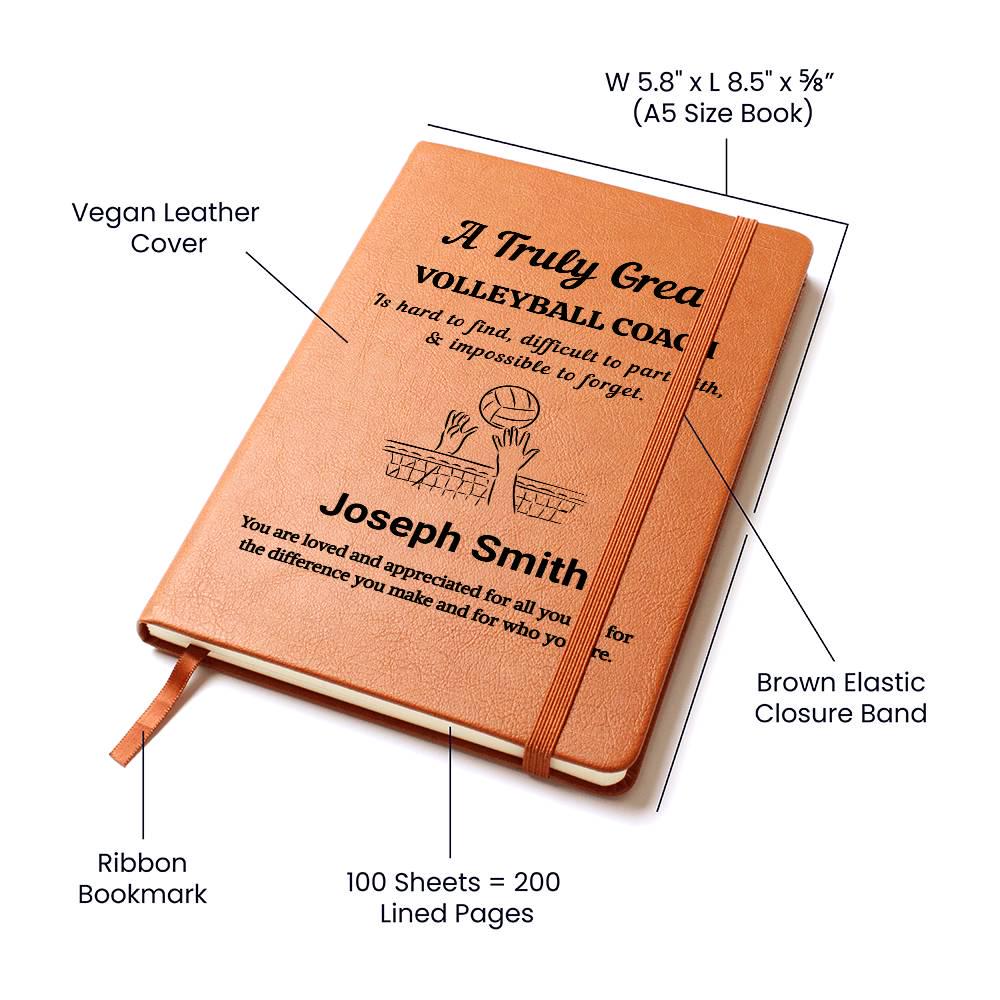 Volleyball Coach Gift Personalized Leather Journal – Gift from Team – view 4