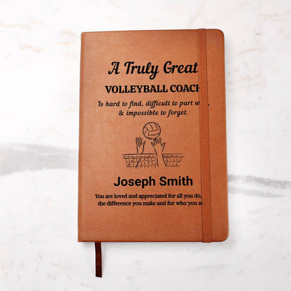 Volleyball Coach Gift Personalized Leather Journal – Gift from Team – view 6