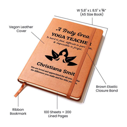 Yoga Teacher Personalized Gift Leather Journal – Yogi – view 3