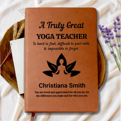 Yoga Teacher Personalized Gift Leather Journal – Yogi – view 9