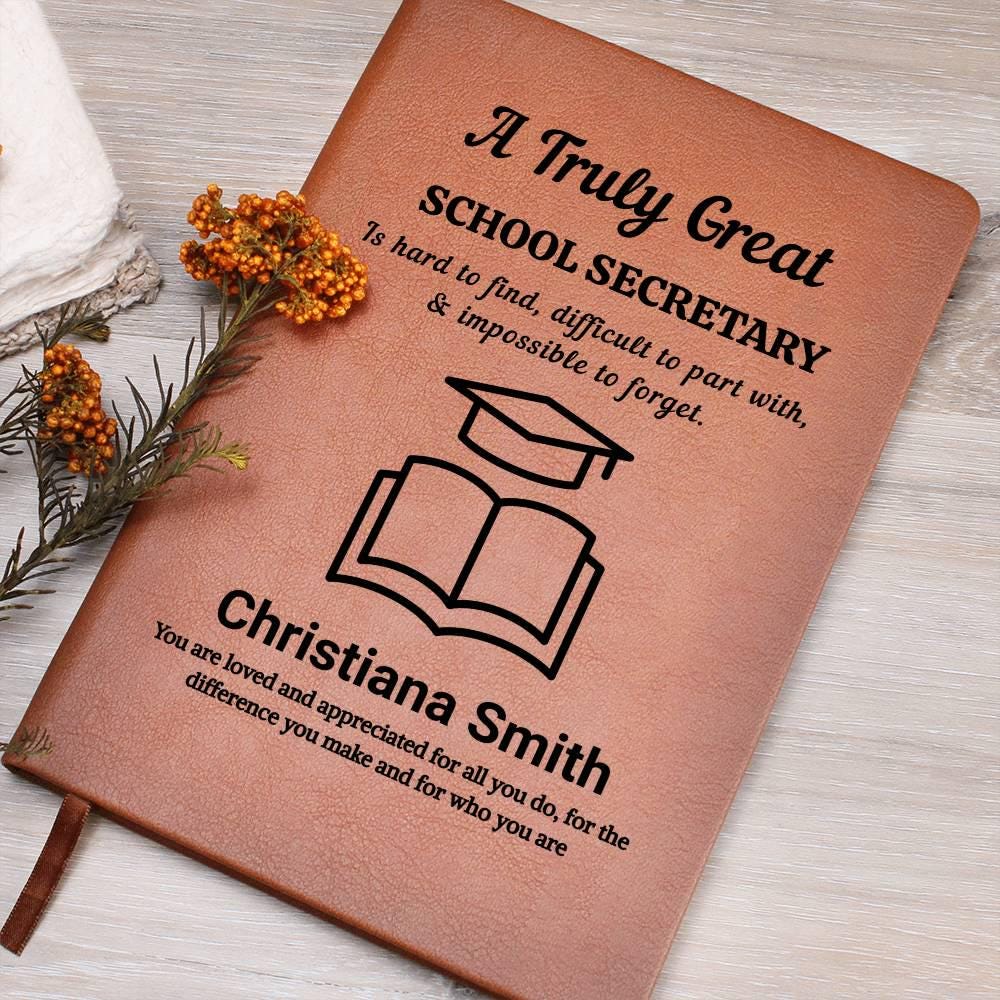 School Secretary Gift Personalized Leather Journal – Appreciation Gift