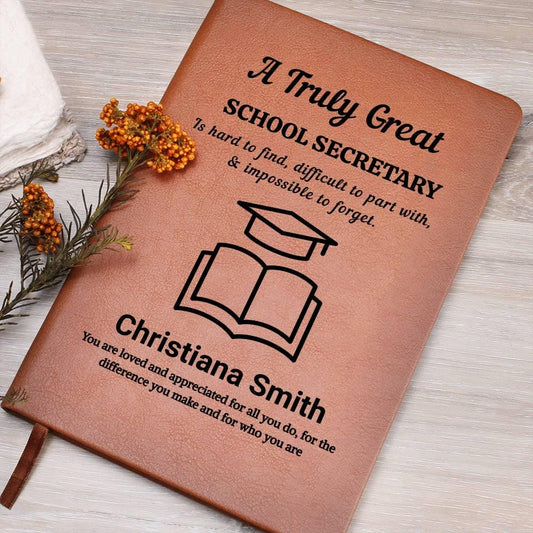 School Secretary Gift Personalized Leather Journal – Appreciation Gift