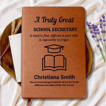 School Secretary Gift Personalized Leather Journal – Appreciation Gift – view 9