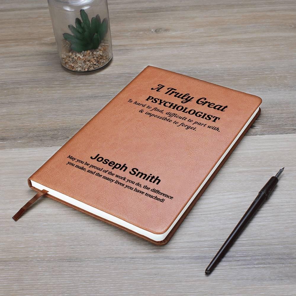 Psychologist Gift Personalized Leather Journal – Psych Grad Gift – view 4