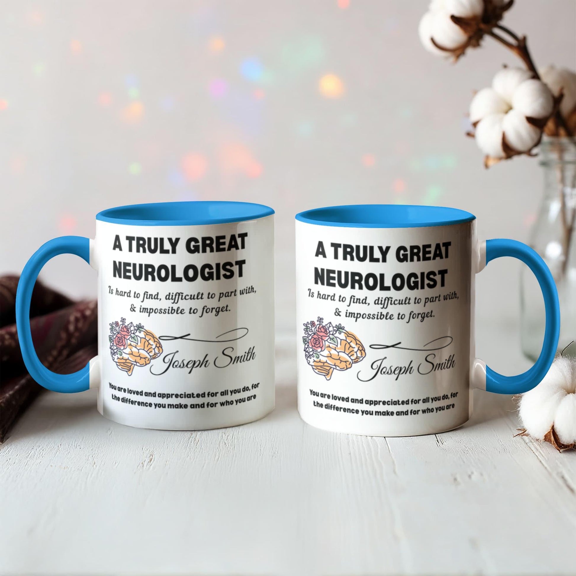Neurologist Gift Personalized Color Accent Mug – Brain Doctor Gift – view 7