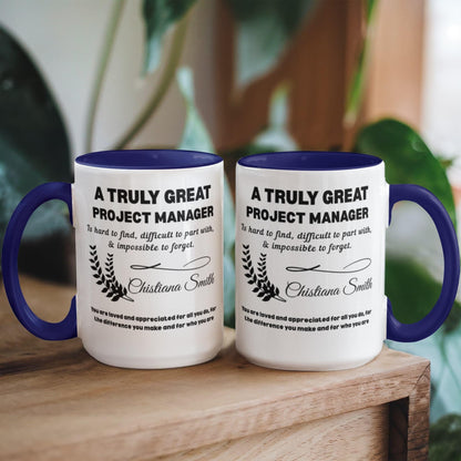 Project Manager Personalized Color Accent Mug – Thank you Gifts – view 2