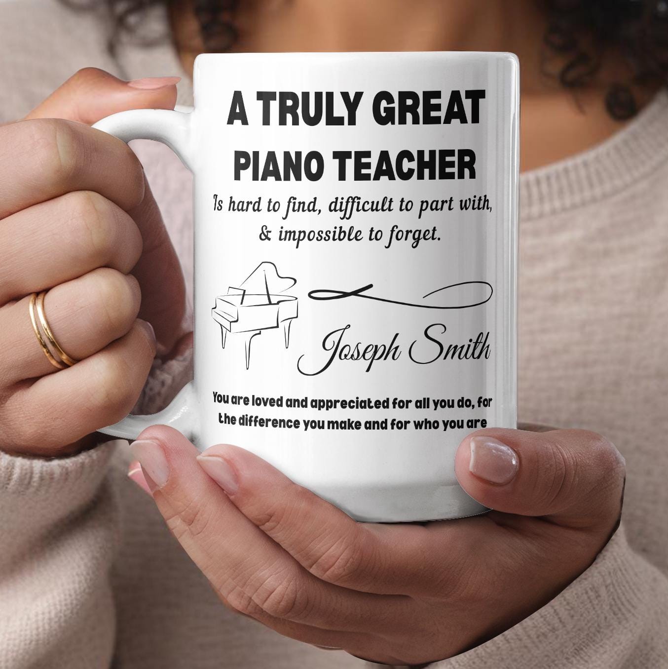 Personalized Piano Teacher Gift Color Accent Mug – Custom Piano