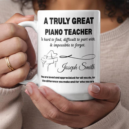 Personalized Piano Teacher Gift Color Accent Mug – Custom Piano