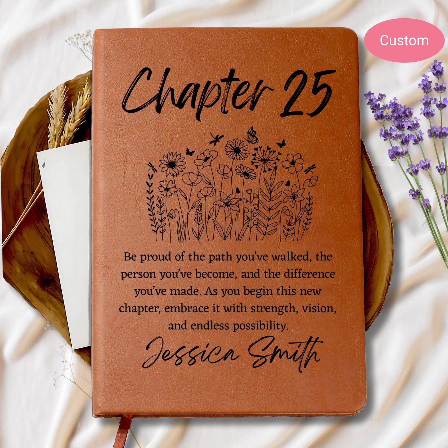 Personalized 25th Birthday Gift Leather Journal – 25 Year Old Gifts – view 10