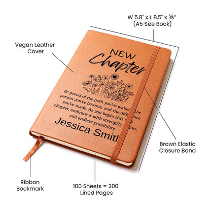 New Chapter Personalized Leather Journal – Farewell Gift for Co Worker – view 4