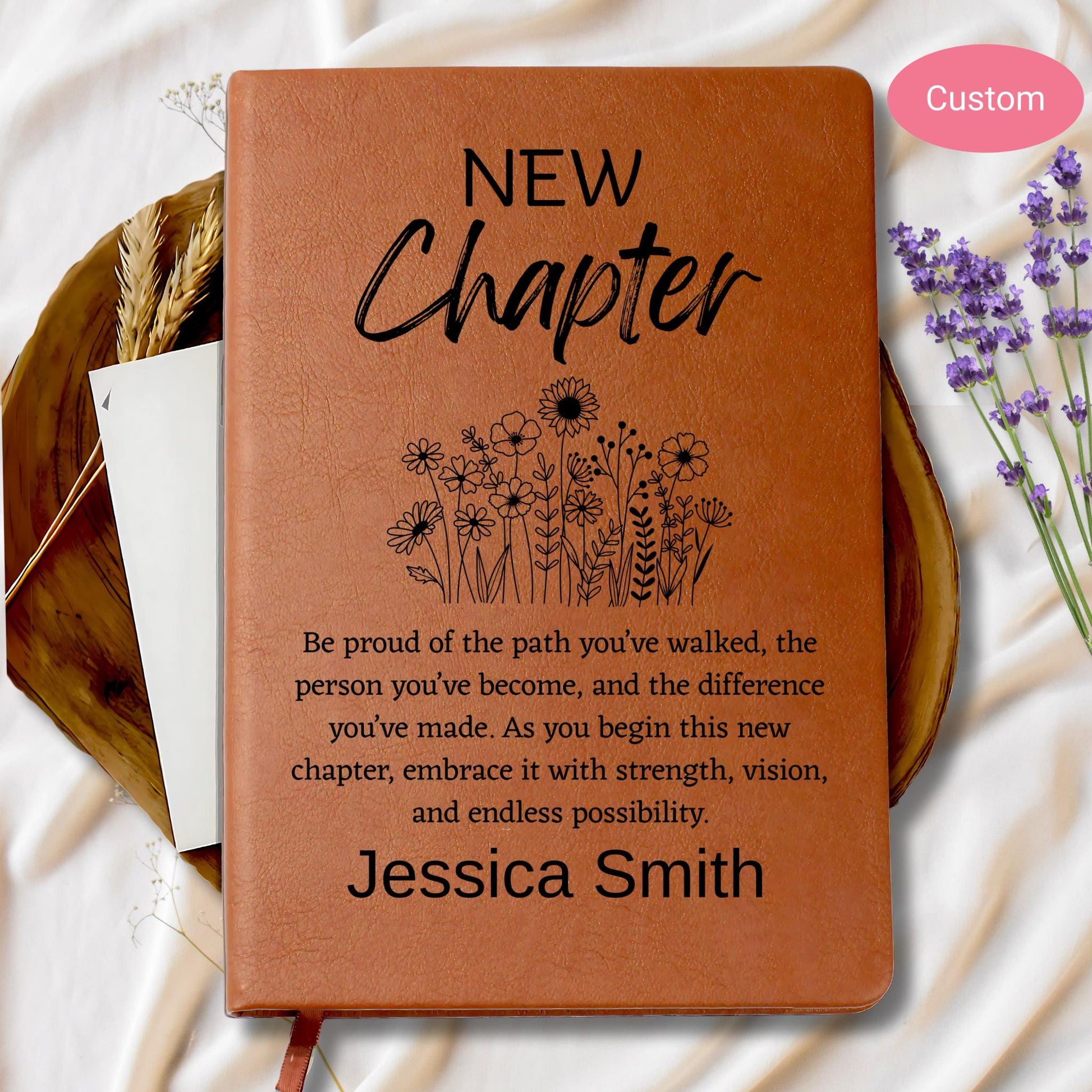 New Chapter Personalized Leather Journal – Farewell Gift for Co Worker – view 10