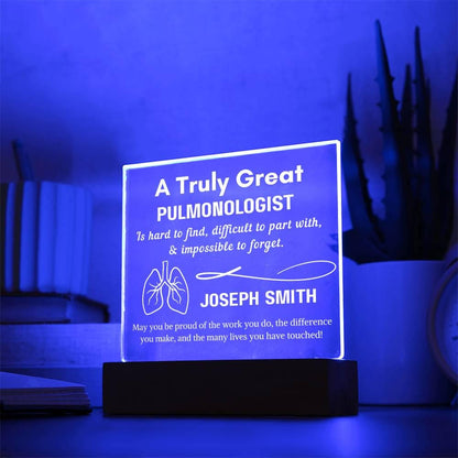Personalized Pulmonologist Gift Acrylic Plaque – Pulmonary Doctor Gift – view 3