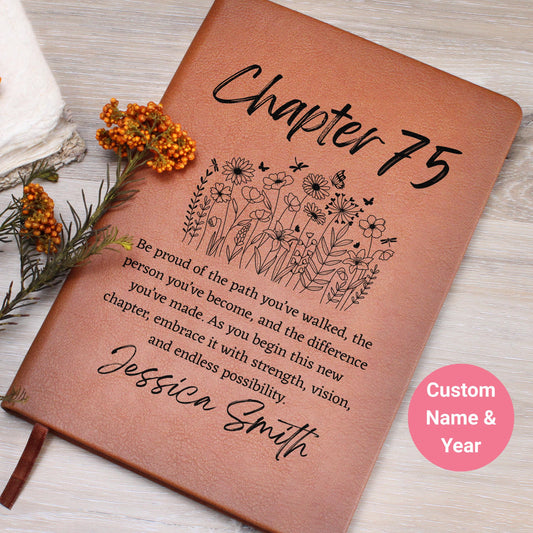 Personalized 75th Birthday Gift Leather journal – Turning 75 Gift
