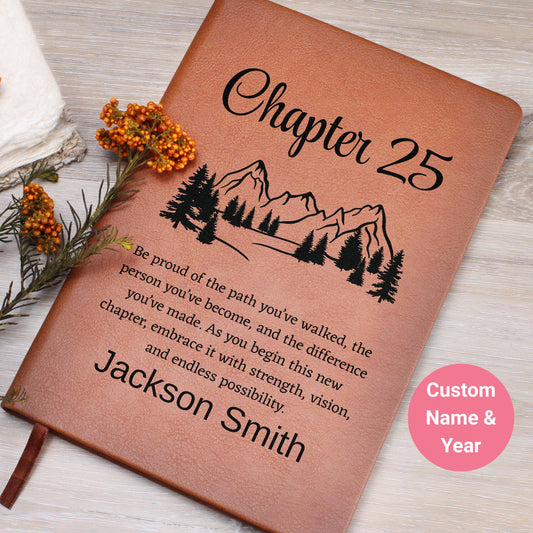 25th Birthday Gift Personalized Leather Journal – 25 Year Old Gifts