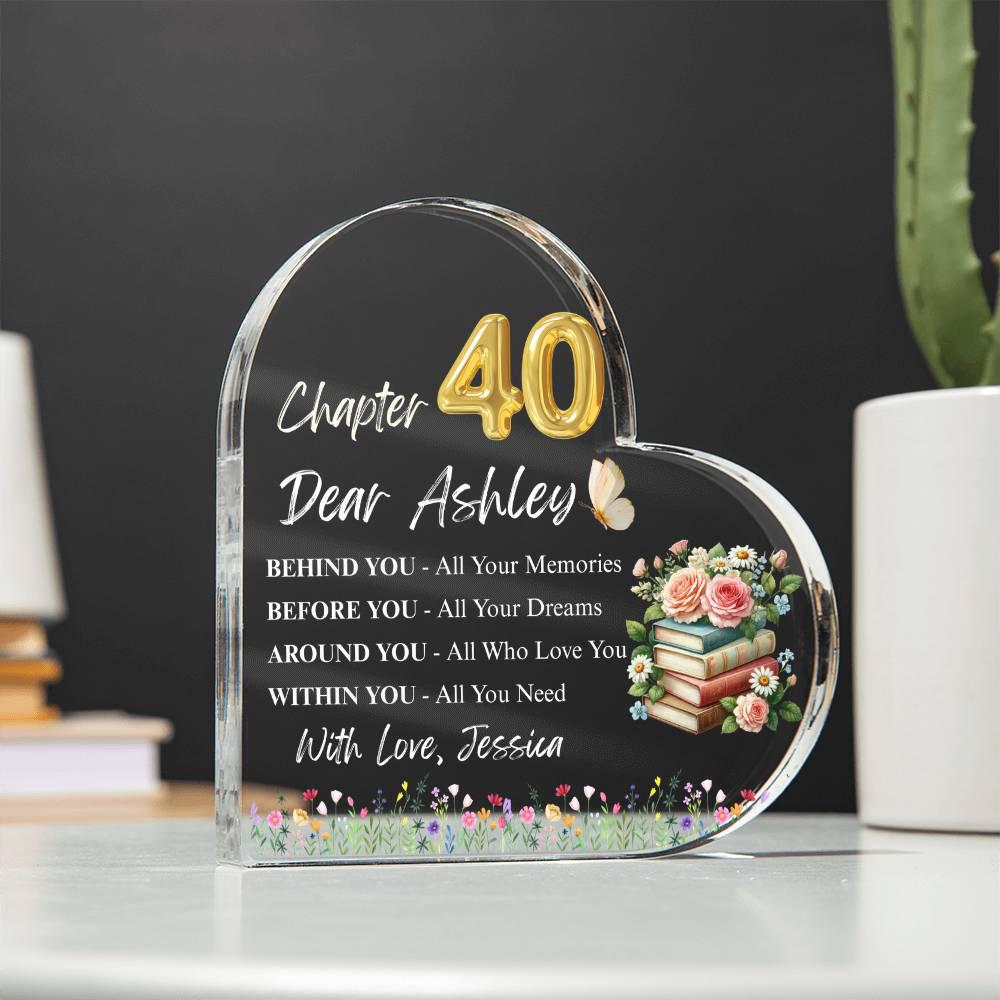 Personalized 40th Birthday Gift Heart Acrylic Plaque – view 5