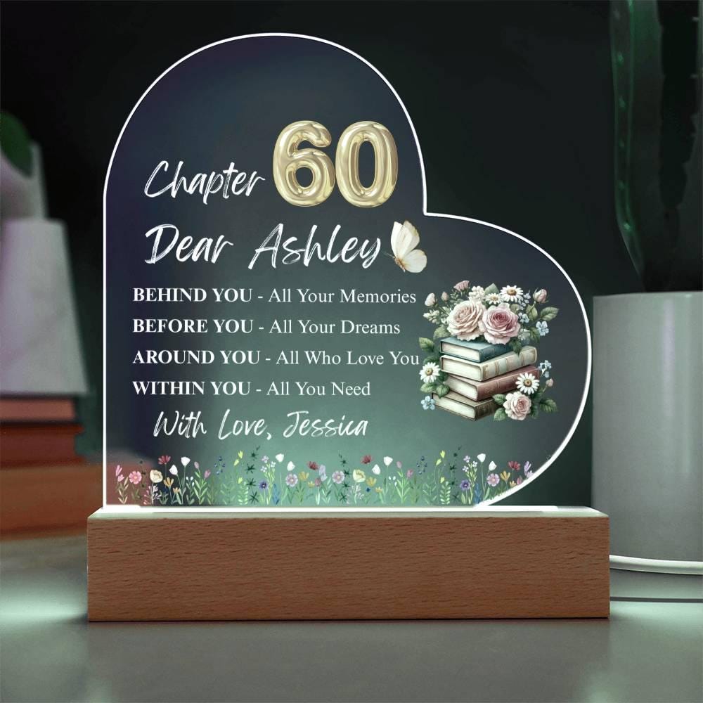 Personalized 60th Birthday Gift Acrylic Heart Plaque – Aunt – view 3