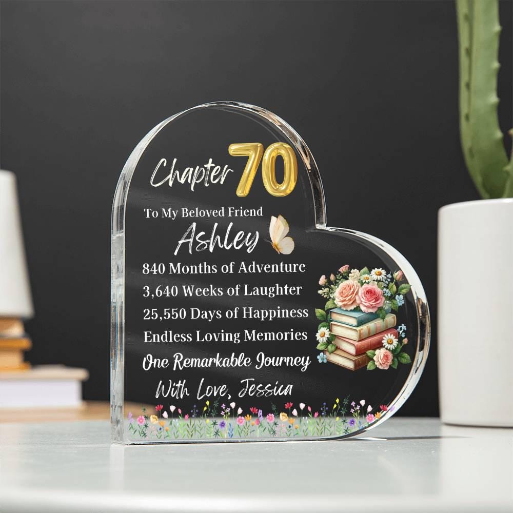 70th Birthday Gift for Women Personalized Acrylic Plaque – view 4