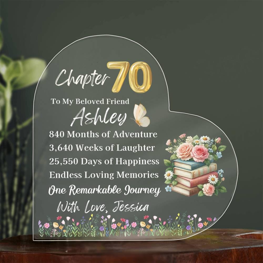 70th Birthday Gift for Women Personalized Acrylic Plaque – view 7