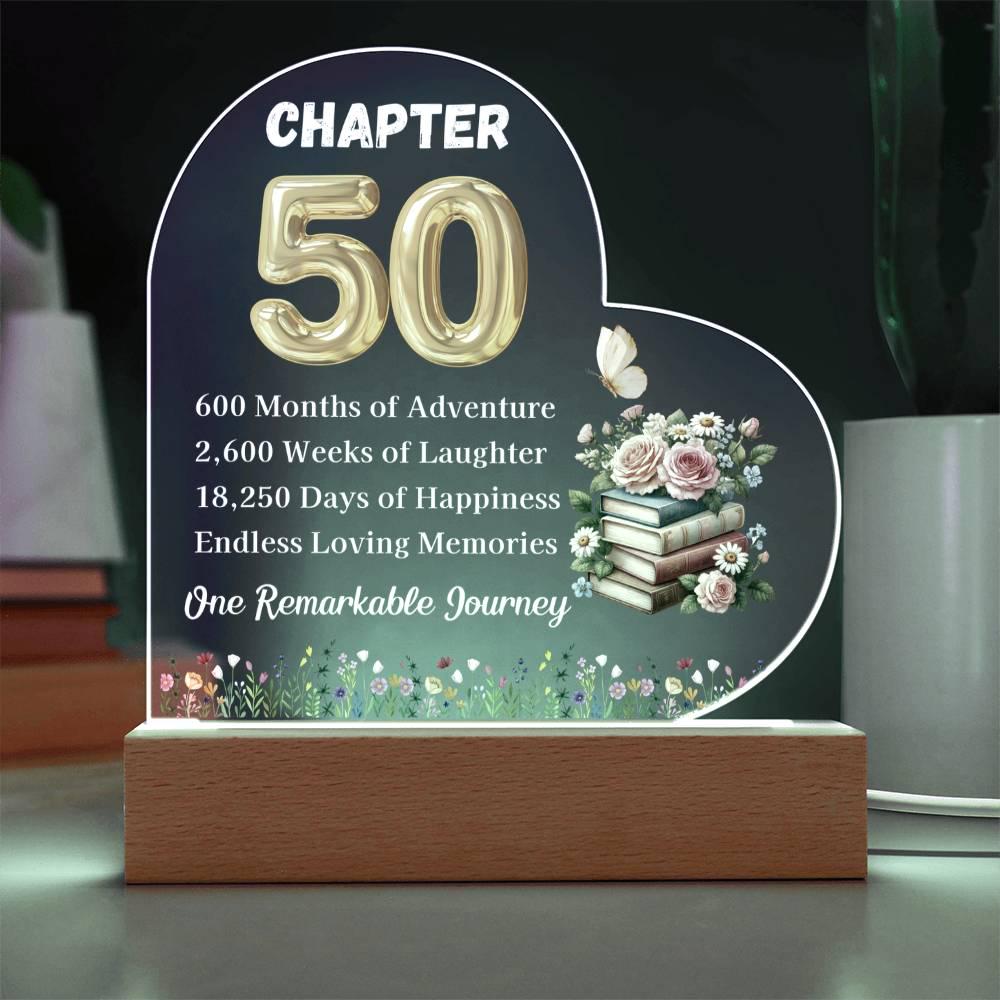 Custom 50th Birthday Gift Heart Acrylic Plaque – Turning Fifty – view 3