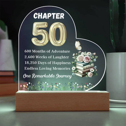 Custom 50th Birthday Gift Heart Acrylic Plaque – Turning Fifty – view 3