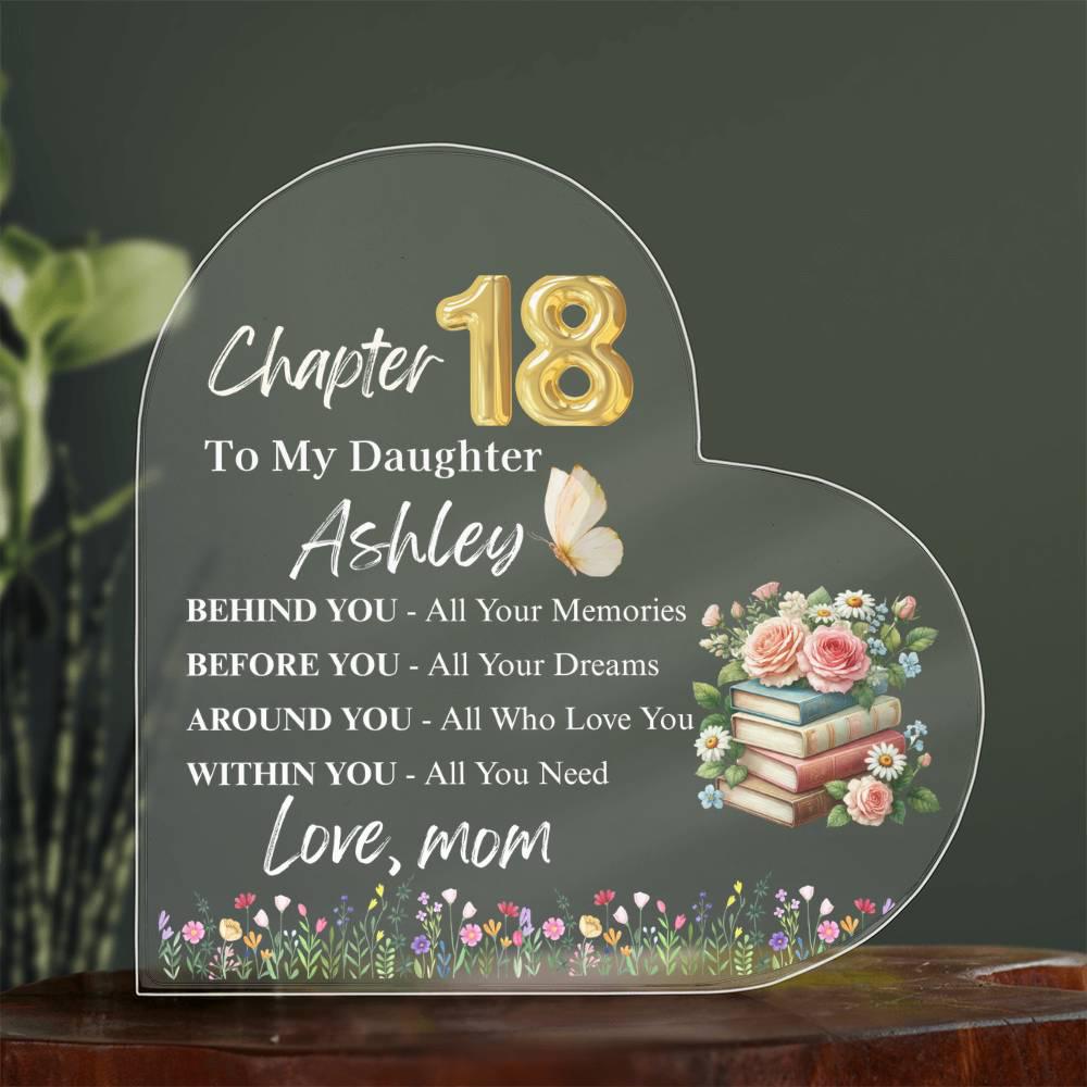 Custom Daughter 18th Birthday Gift Heart Plaque – Mom To Daughter Gift – view 8