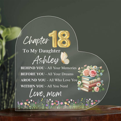 Custom Daughter 18th Birthday Gift Heart Plaque – Mom To Daughter Gift – view 8