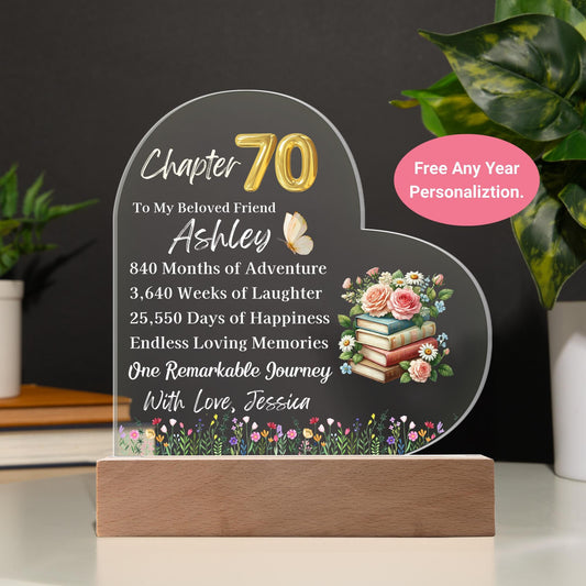 70th Birthday Gift for Women Personalized Acrylic Plaque