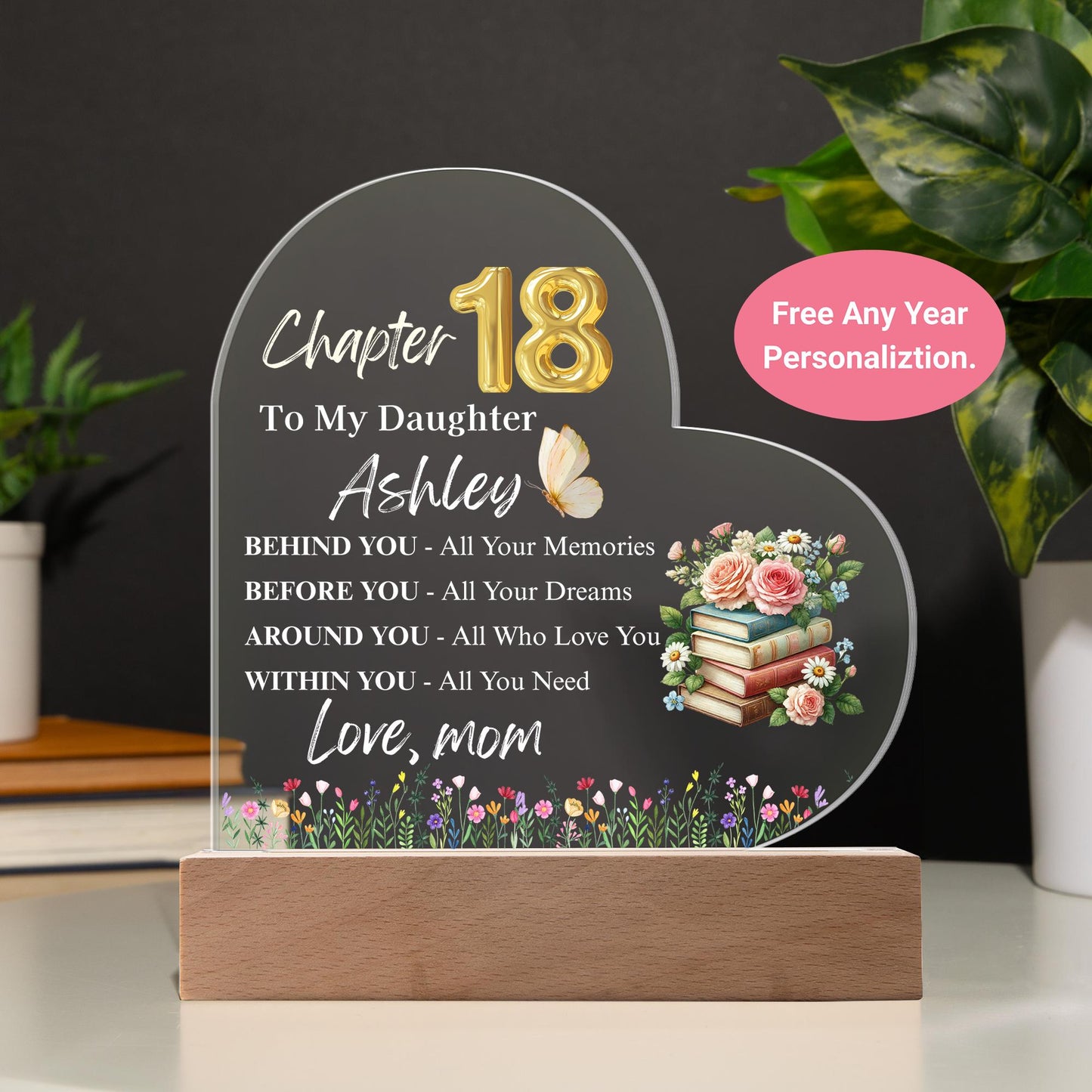 Custom Daughter 18th Birthday Gift Heart Plaque – Mom To Daughter Gift