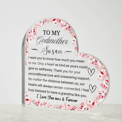Godmother Gift – Personalized Heart Acrylic Plaque – view 3